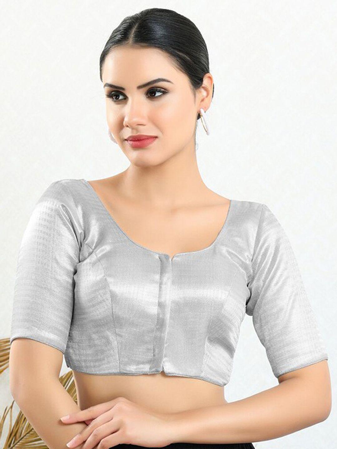 salwar studio round neck short sleeves shimmer readymade saree blouse