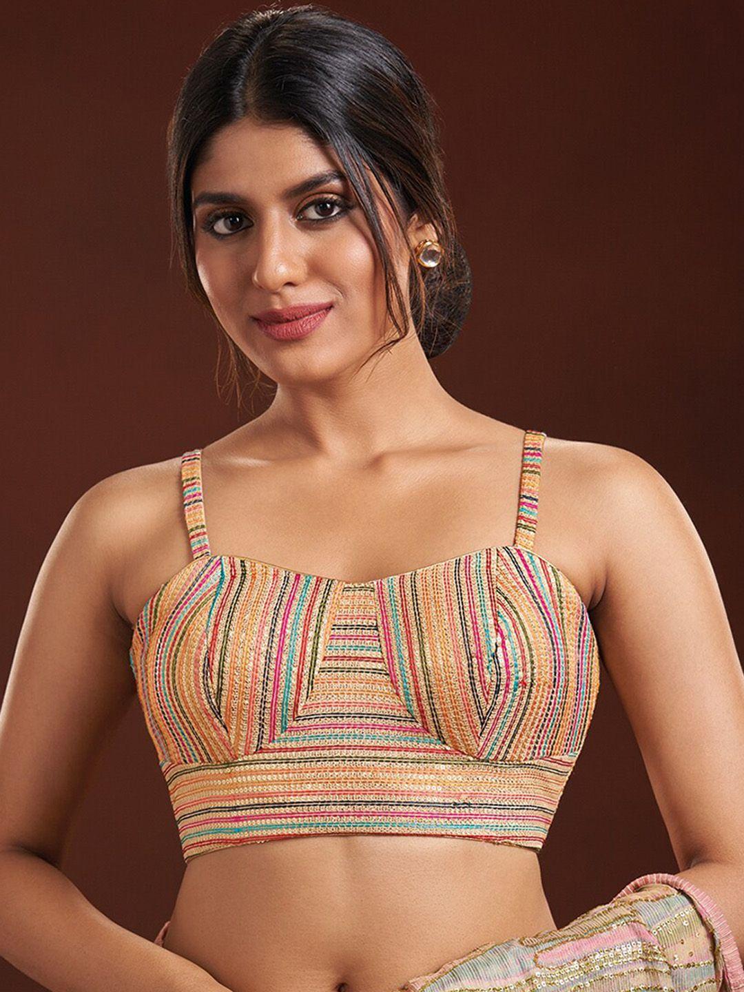 salwar studio sequinned sleeveless saree blouse