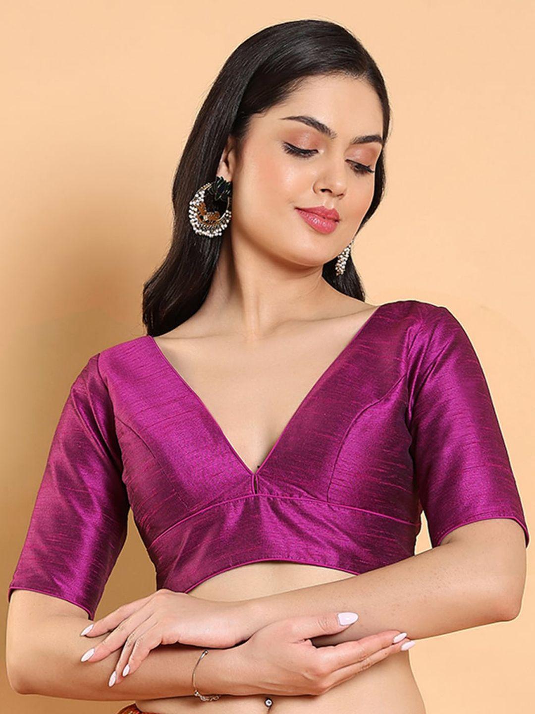 salwar studio silk v-neck readymade saree blouse