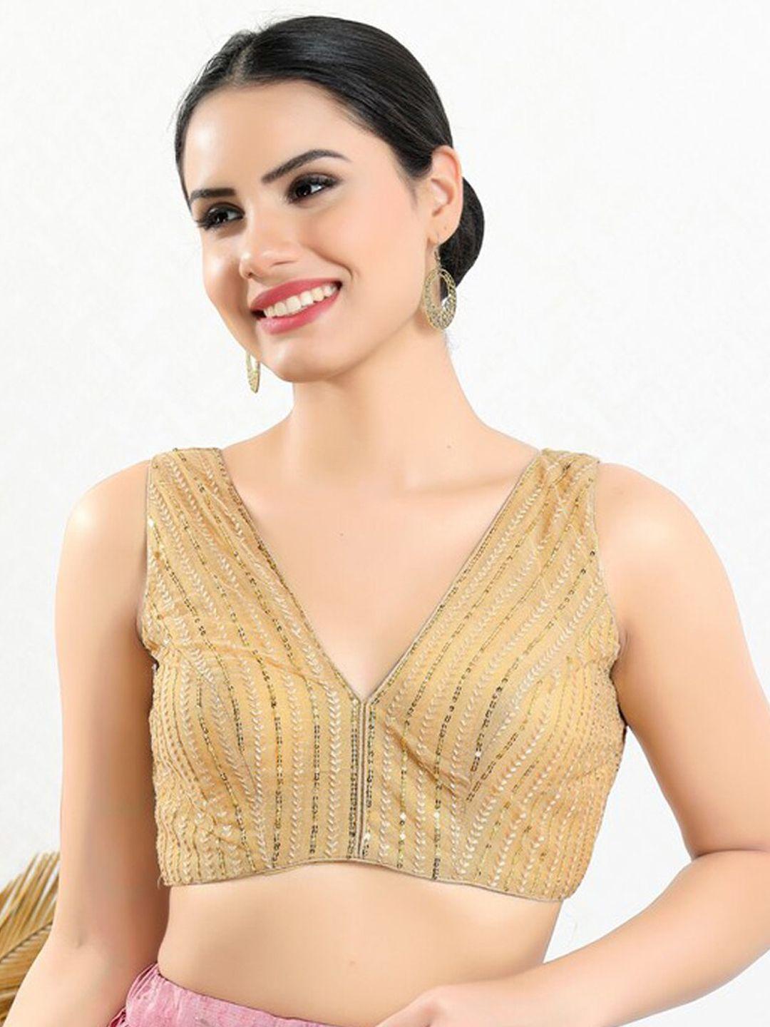 salwar studio sleeveless embroidered saree blouse