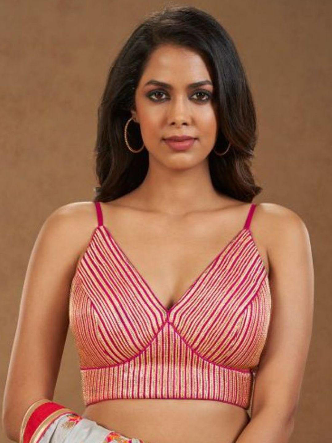 salwar studio striped shoulder straps saree blouse