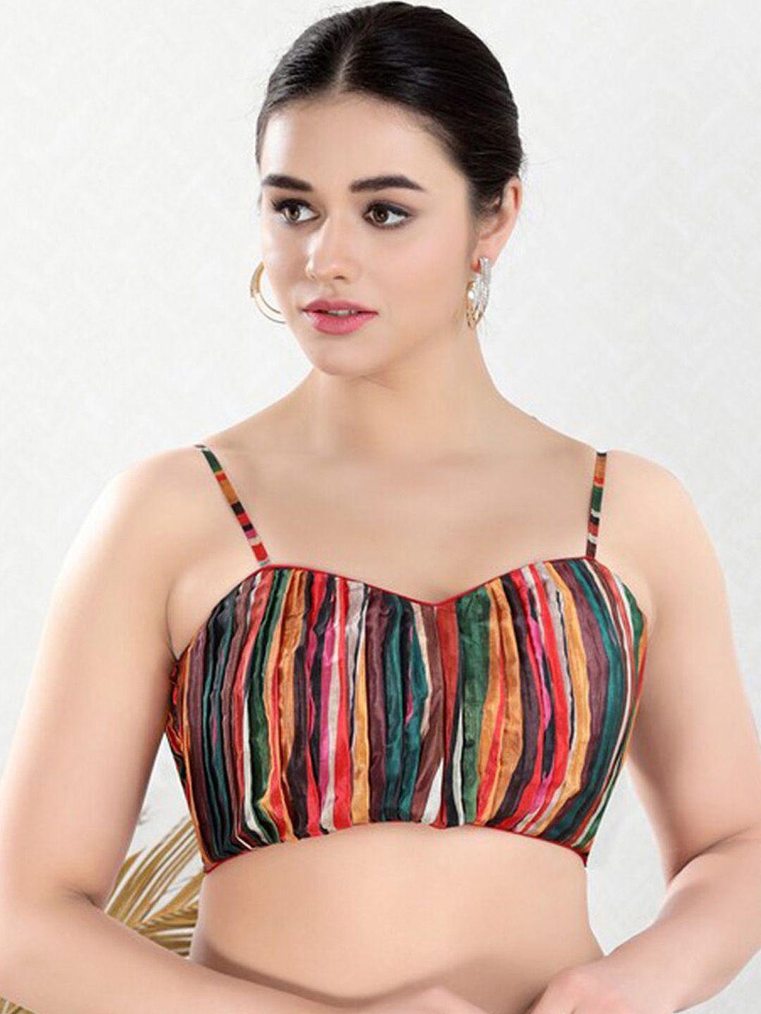 salwar studio striped silk readymade saree blouse
