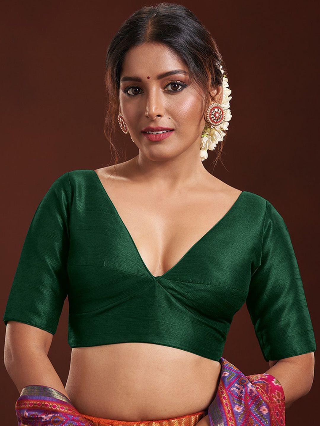 salwar studio v-neck silk saree blouse