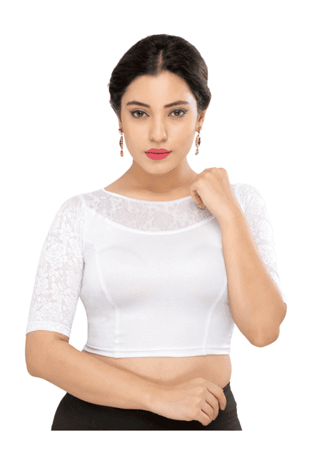 salwar studio white floral print blouse