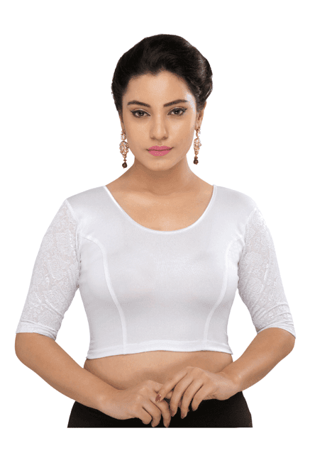 salwar studio white round neck blouse