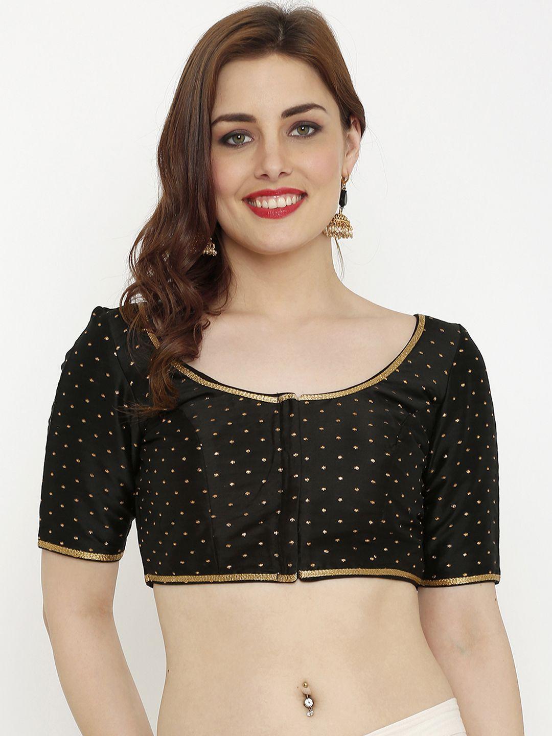 salwar studio women black printed padded saree blouse
