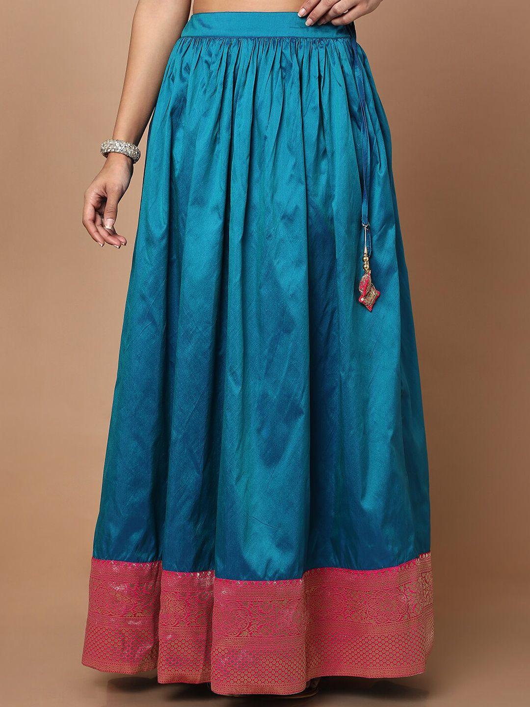 salwar studio women peacock blue solid skirts