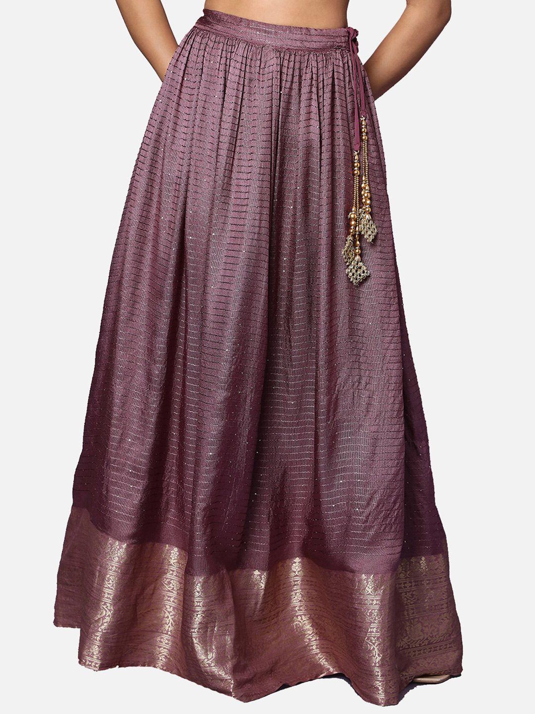 salwar studio women pink embellished flared maxi skirt