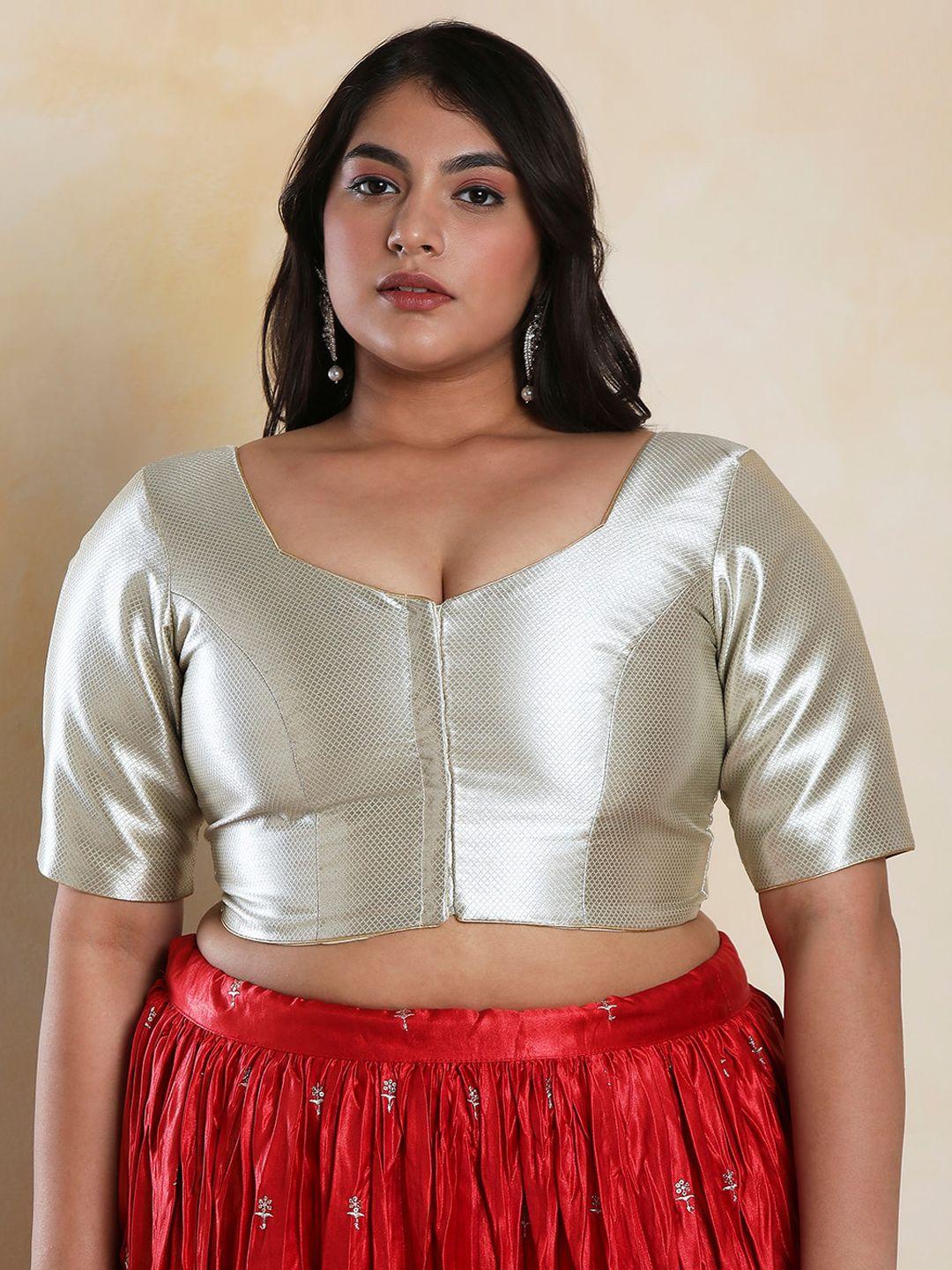 salwar studio women plus size shimmer readymade saree blouse