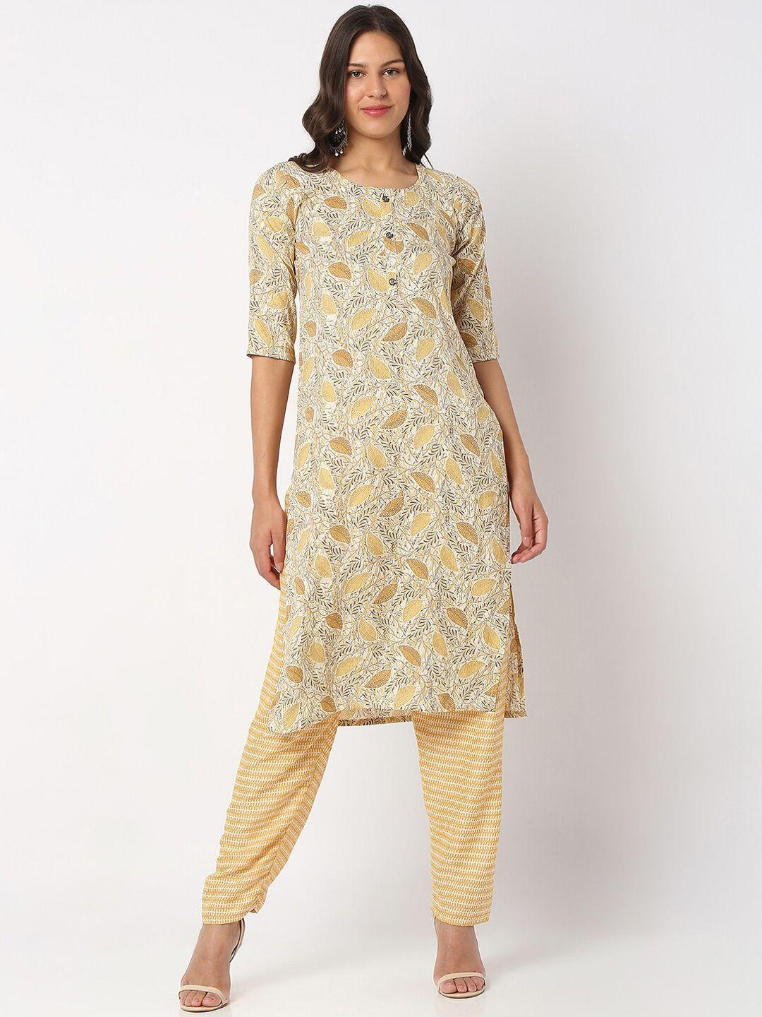 salwar studio women printed pure cotton kurta with trousers