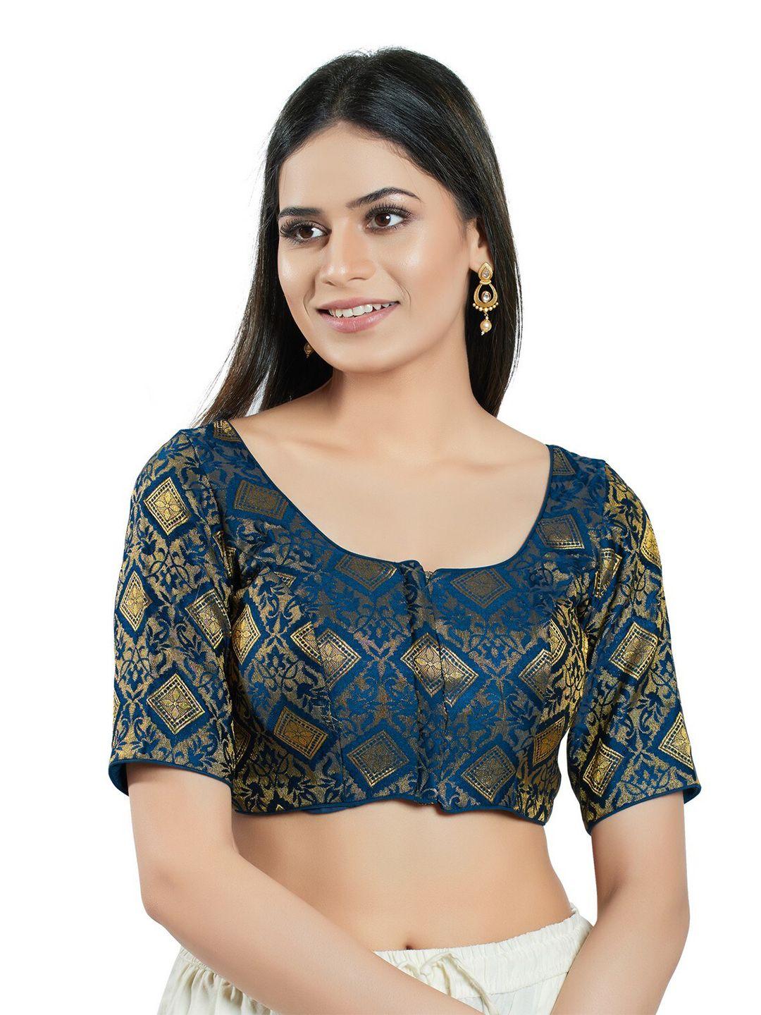 salwar studio woven design brocade saree blouse