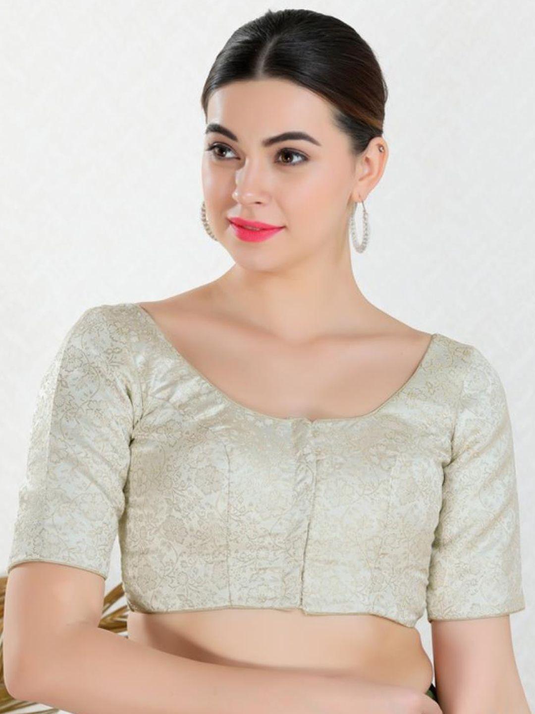 salwar studio woven design jacquard readymade saree blouse