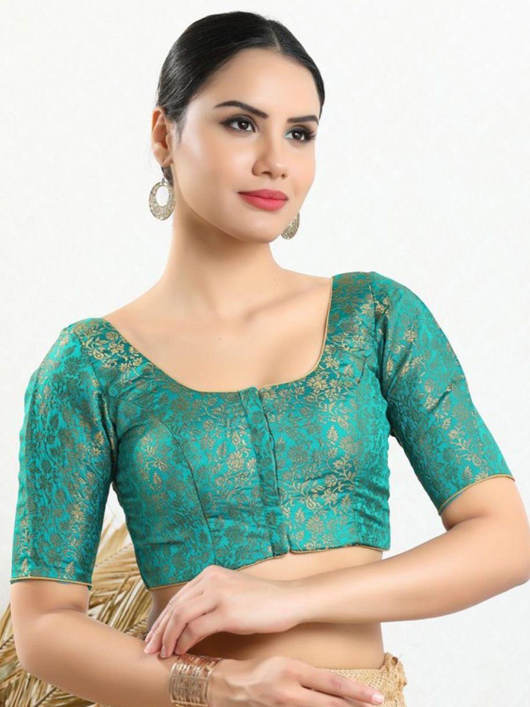 salwar studio woven design padded readymade saree blouse