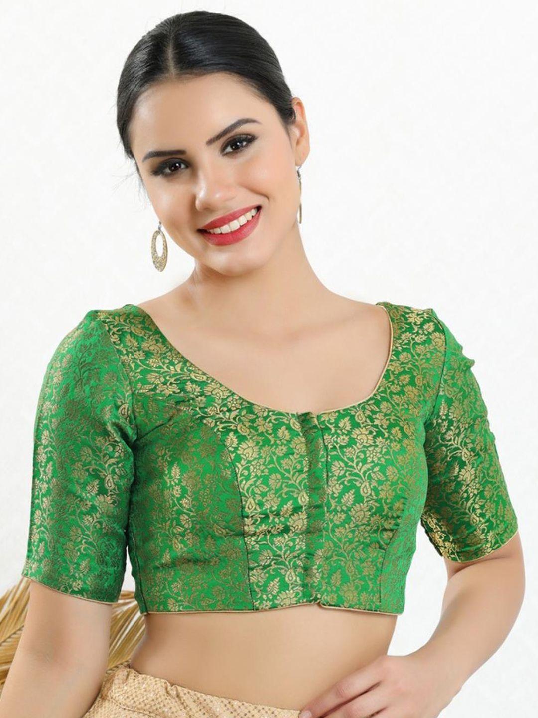 salwar studio woven design padded readymade saree blouse