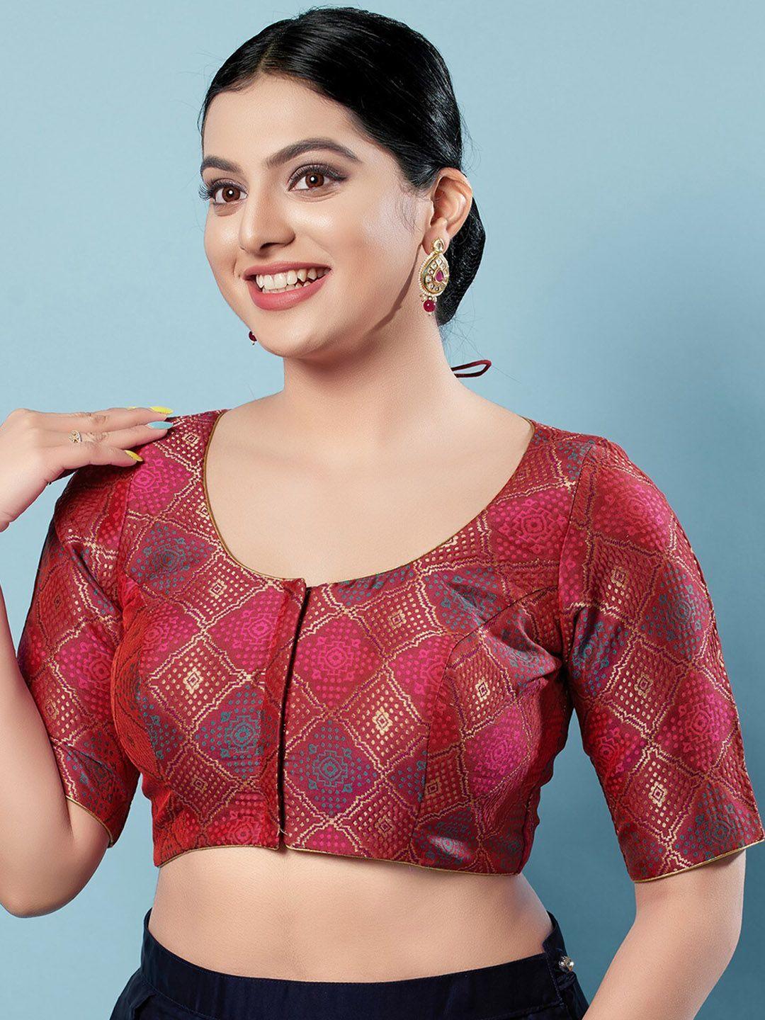salwar studio woven design zari brocade padded saree blouse