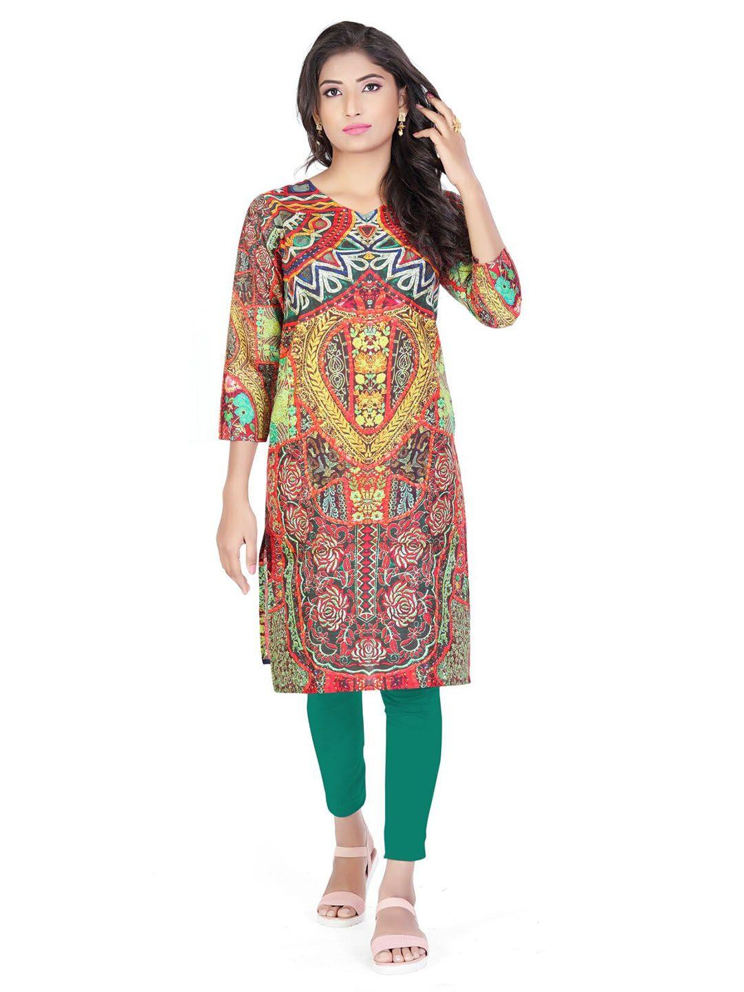 salwat ethnic motifs printed cotton straight kurta