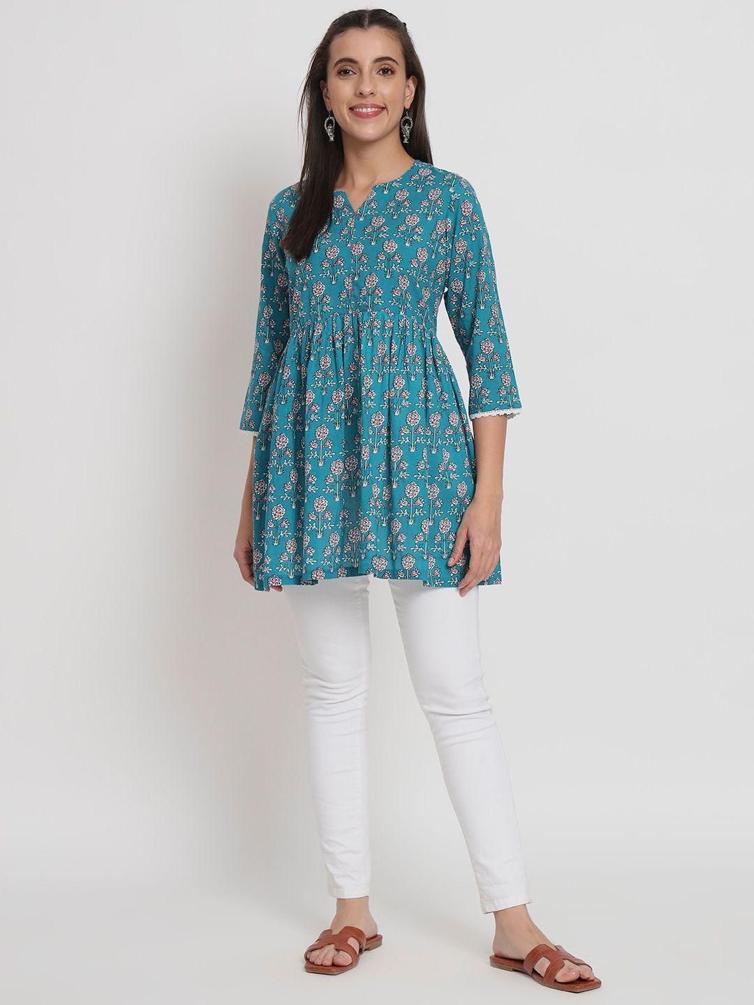 salwat floral printed pure cotton kurti