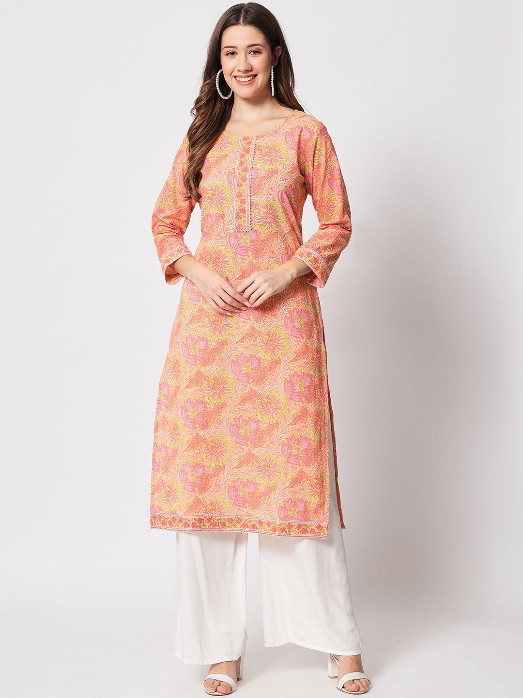 salwat floral printed round neck kurta