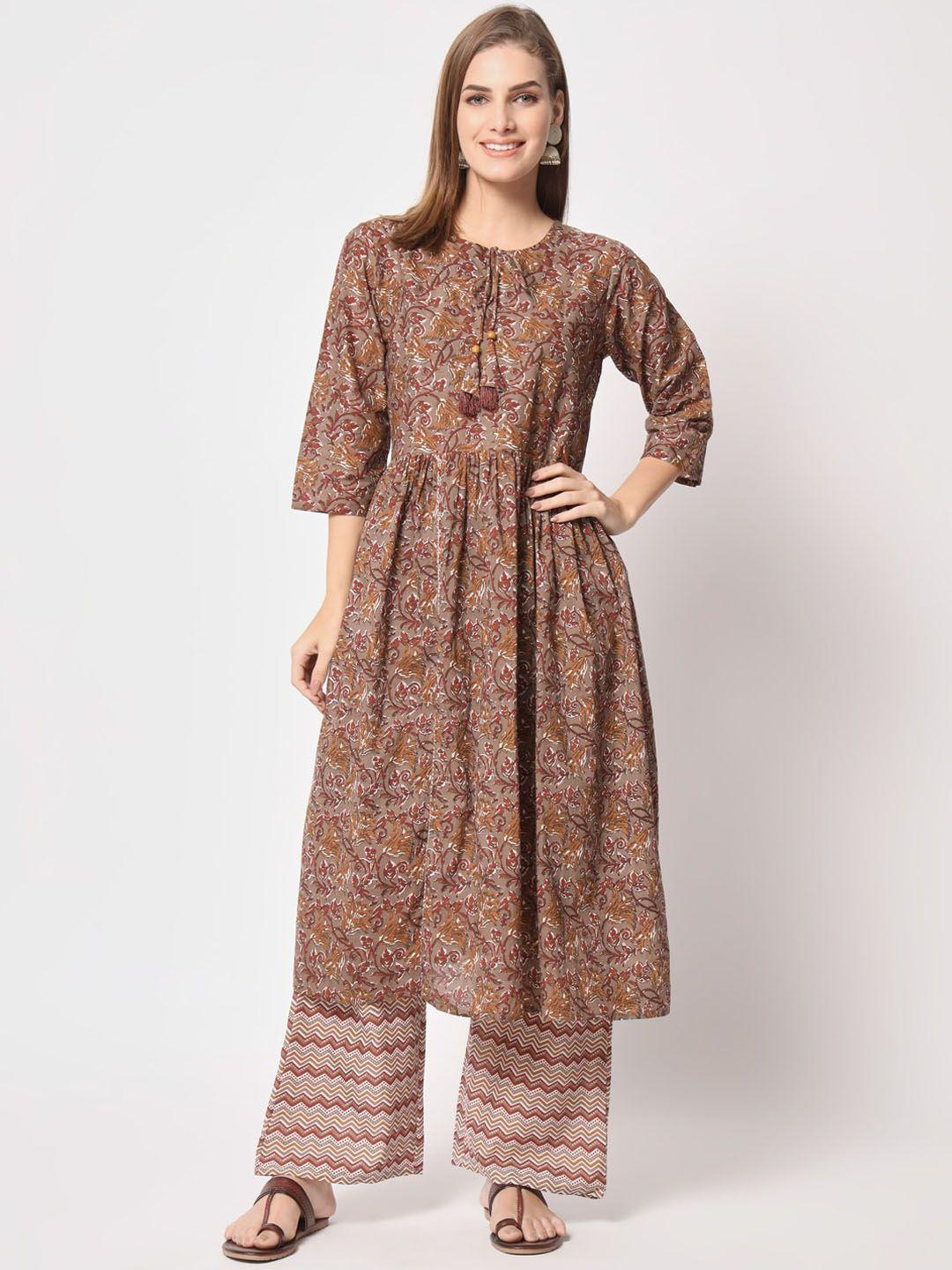 salwat women ethnic motifs printed empire kurta with trousers