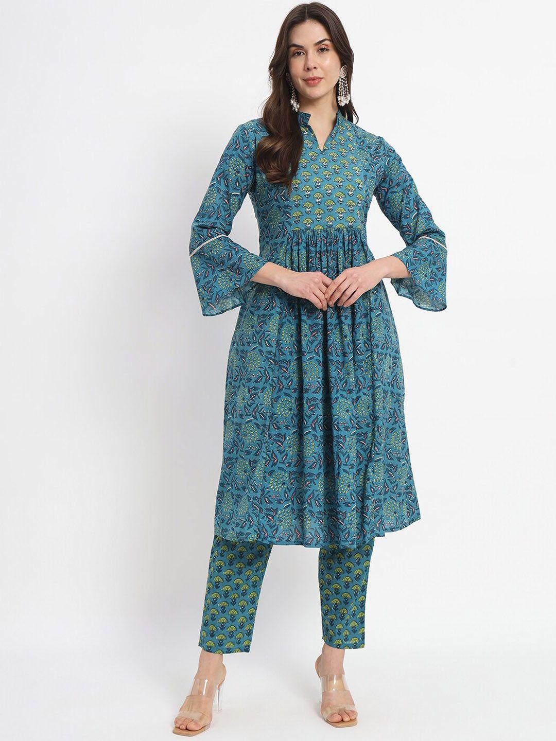 salwat women floral printed empire kurta with trousers