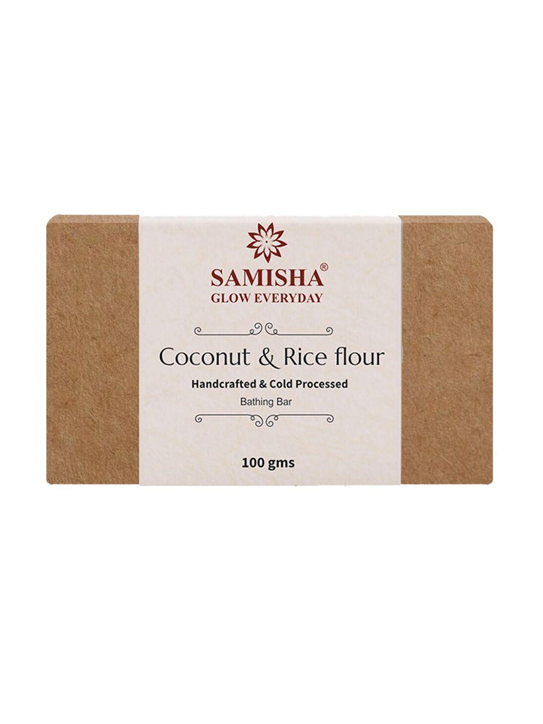 samisha white organic coconut & rice flour soap 100 gm
