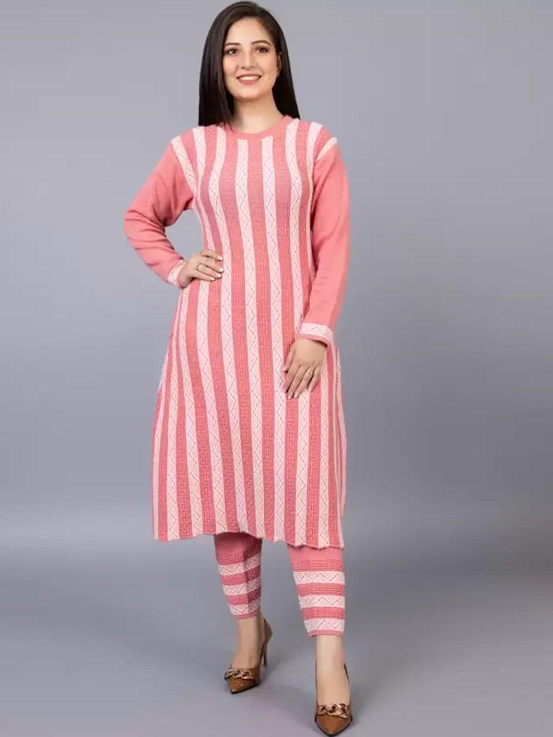 sammyco ethnic motifs woven design pure wool a-line kurta with trousers