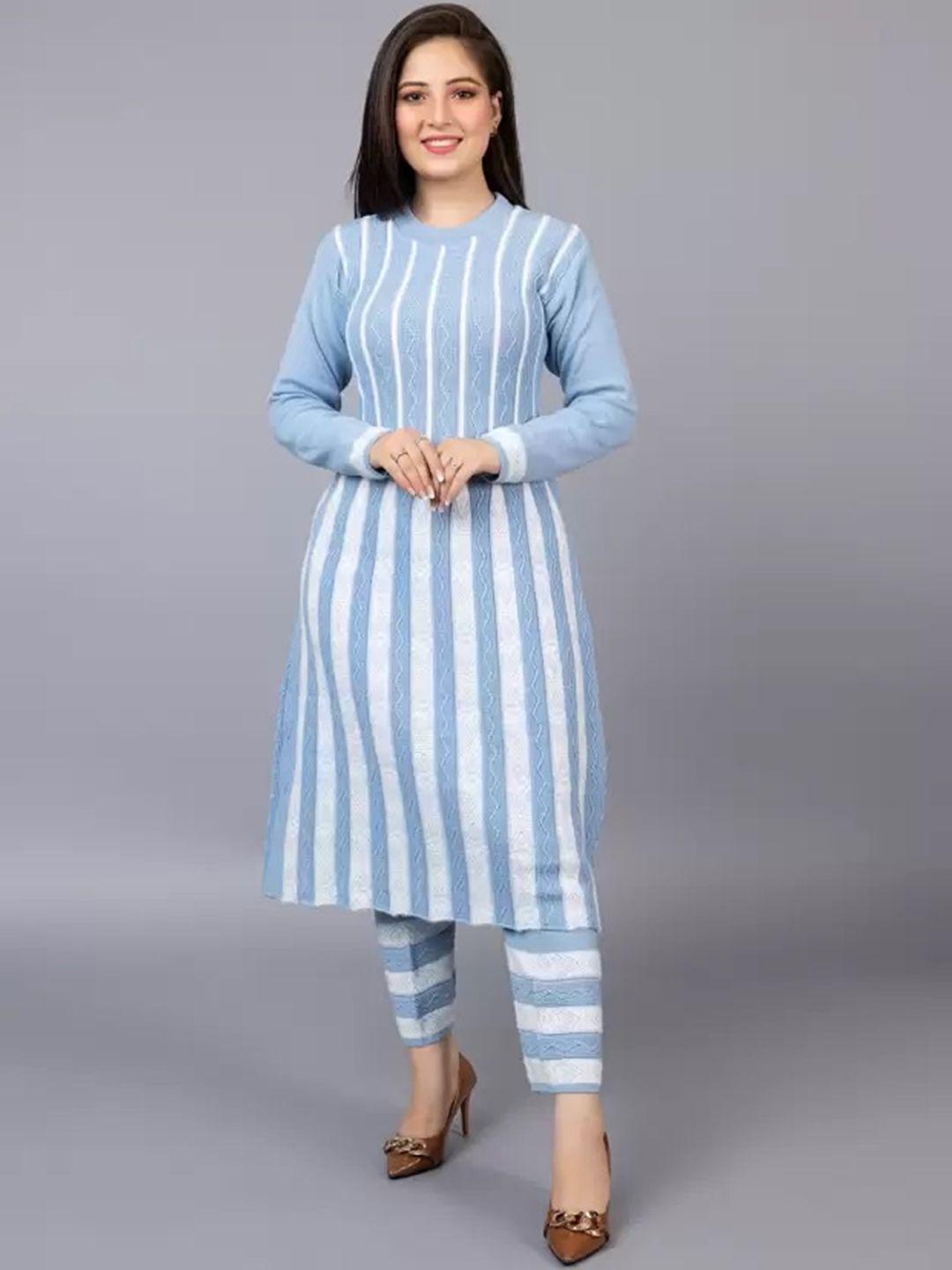 sammyco striped pure wool a-line kurta with trousers