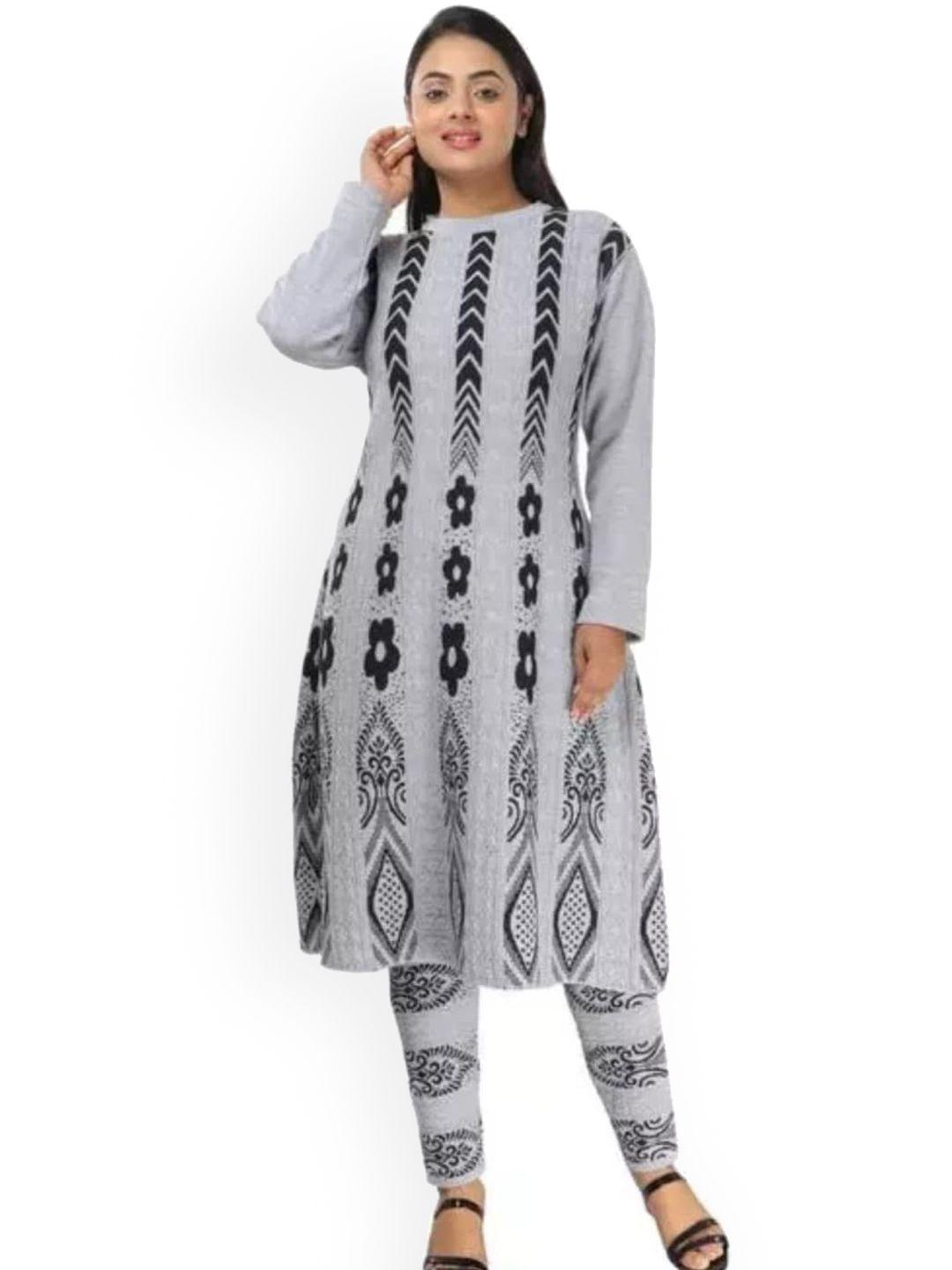 sammyco women grey regular kurta with trousers