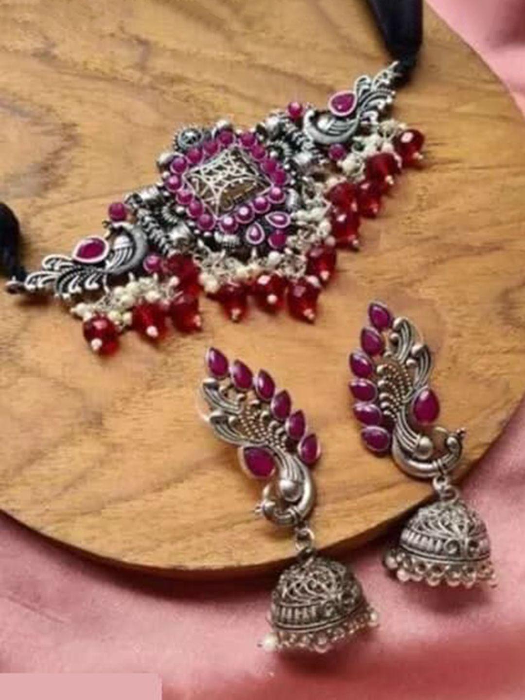 samridhi dc oxidised silver jewellery set