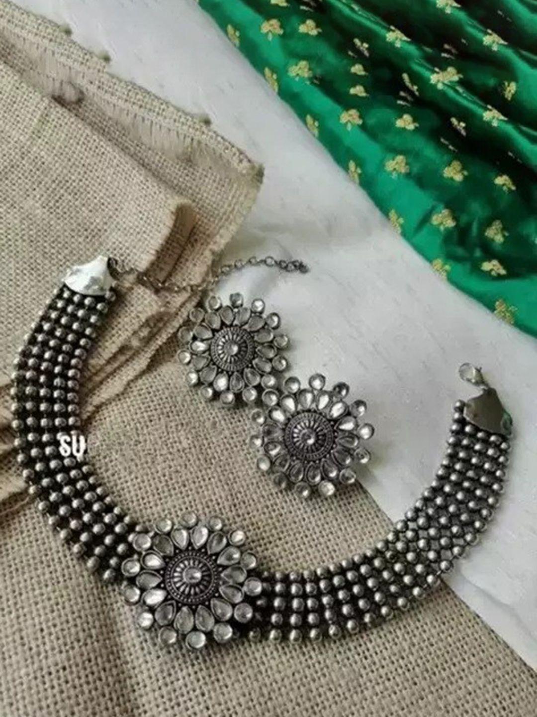 samridhi dc oxidised silver jewellery set