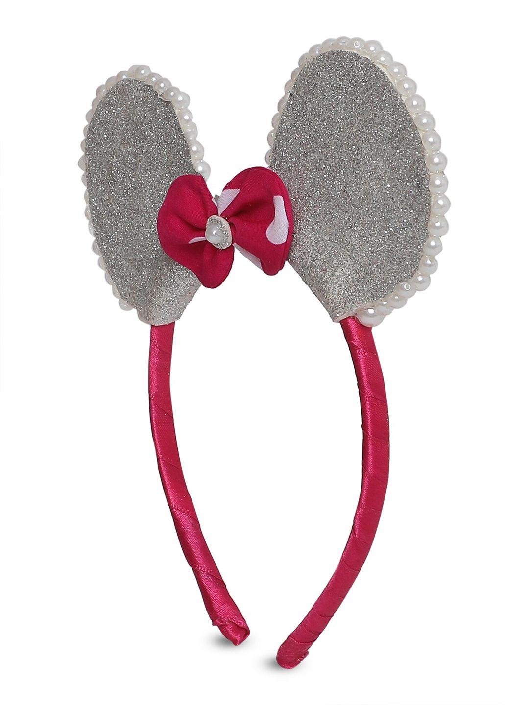 samsara couture girls silver-toned & red embellished hairband