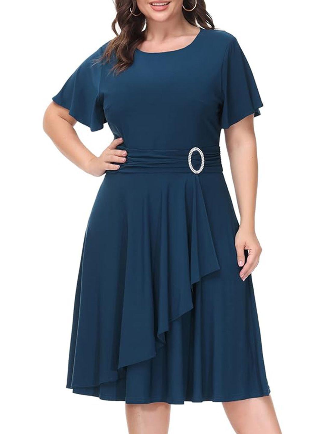 samsara couture flared sleeve ruffled fit & flare dress