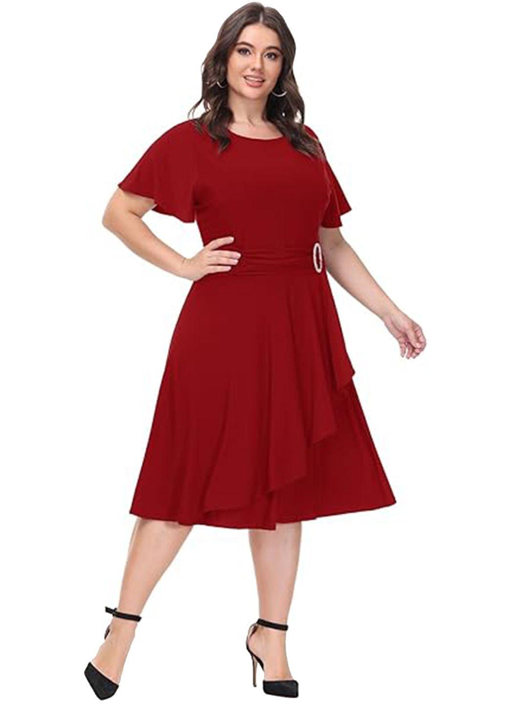 samsara couture flutter sleeve ruffled fit & flare dress