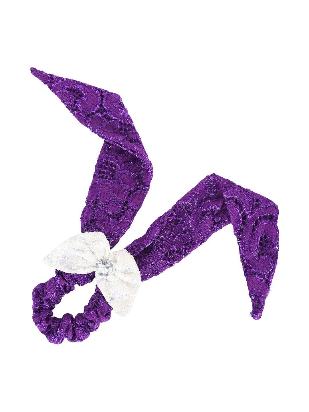 samsara couture girls purple & white embellished scrunchies