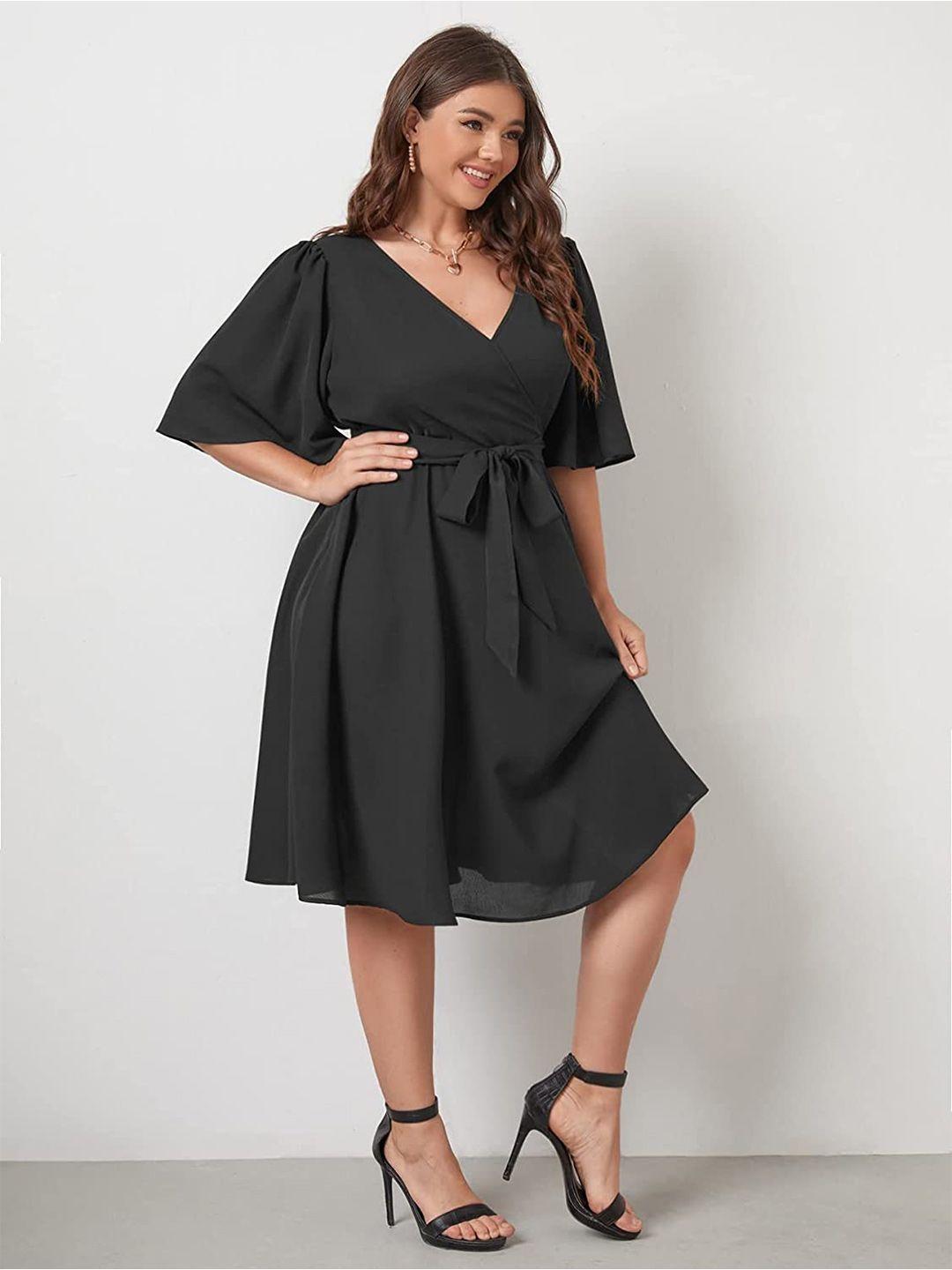 samsara couture plus size flared sleeve scuba fit & flare dress