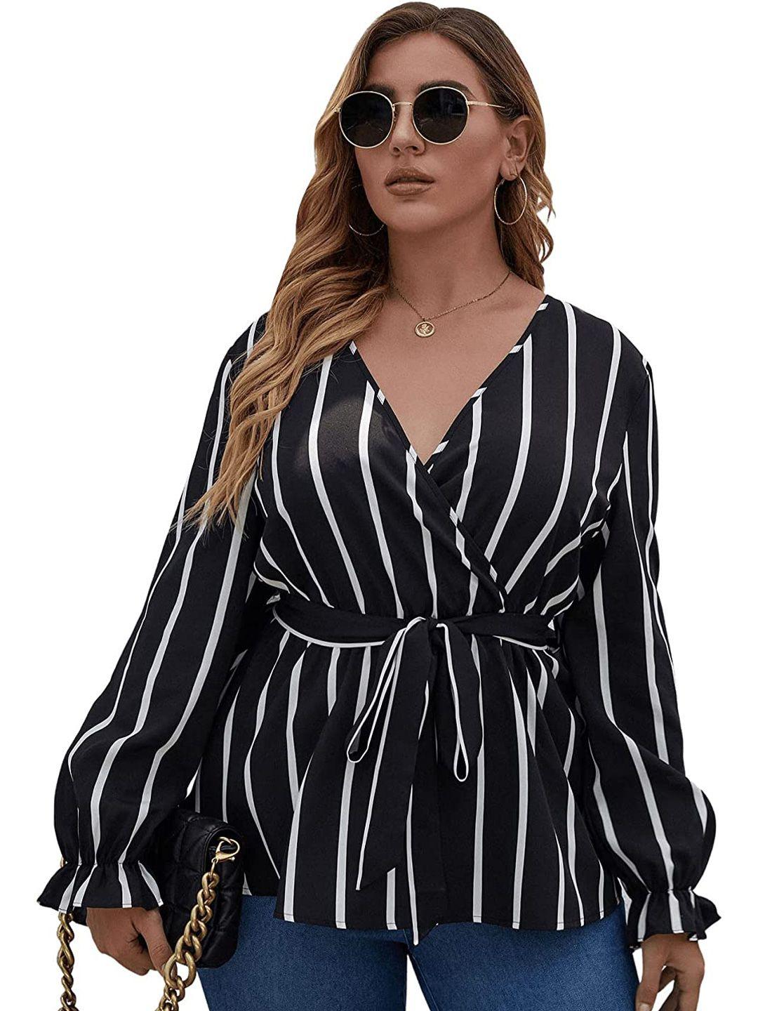 samsara couture striped cuffed sleeves top