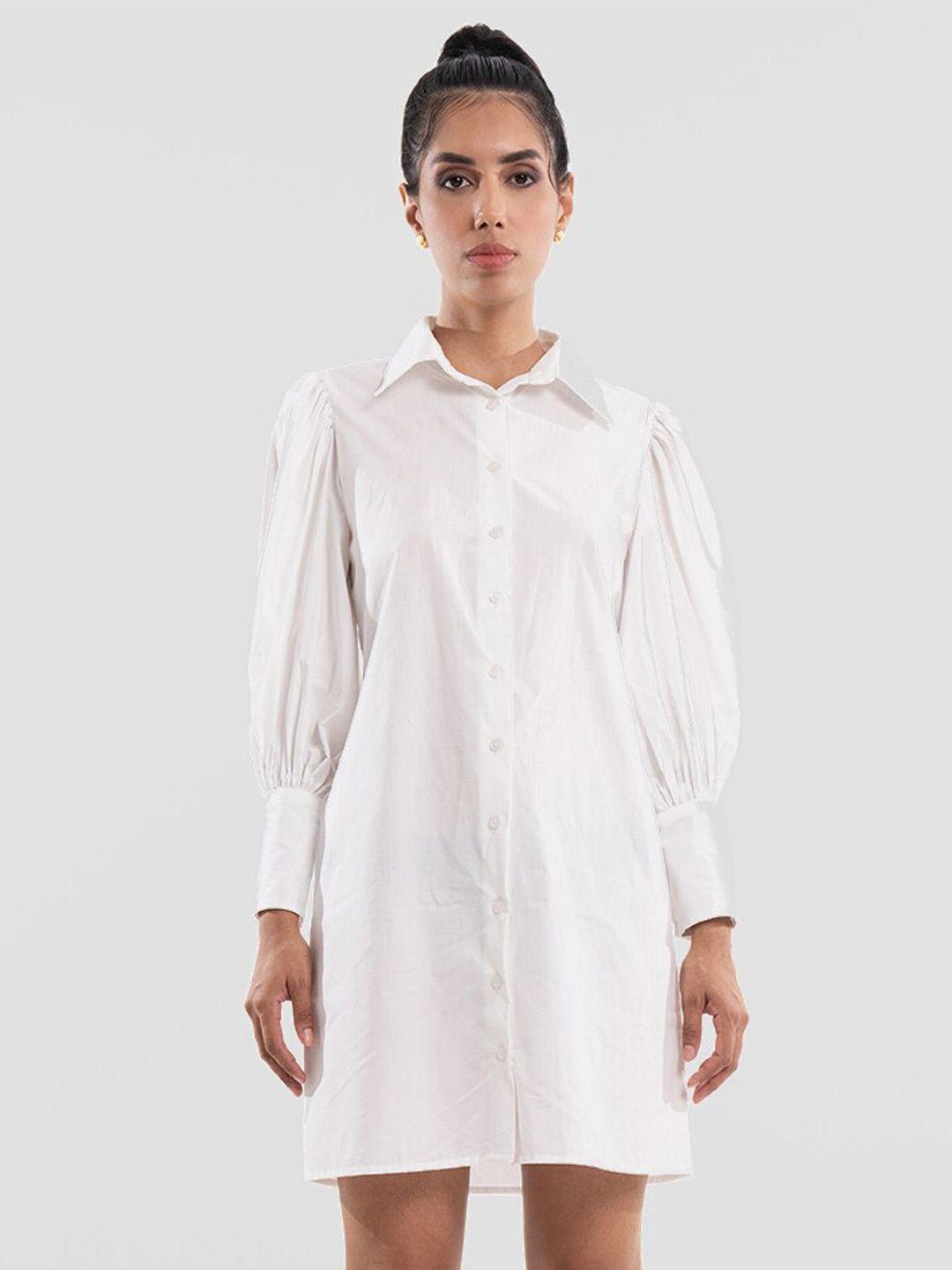 samshek shirt collar cuffed sleeves cotton shirt dress