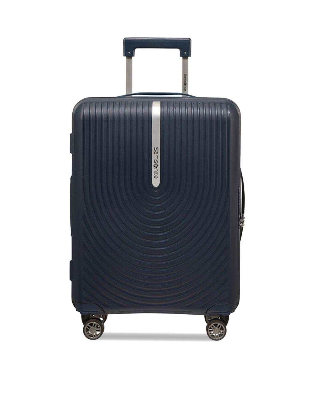 samsonite blue textured hard-sided cabin trolley bag