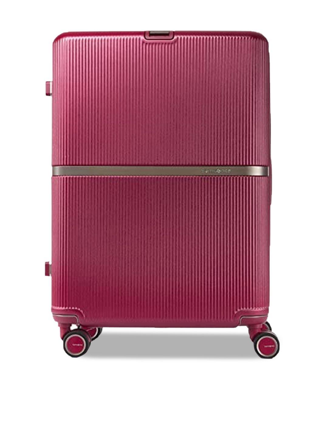 samsonite red textured hard-sided cabin trolley suitcase