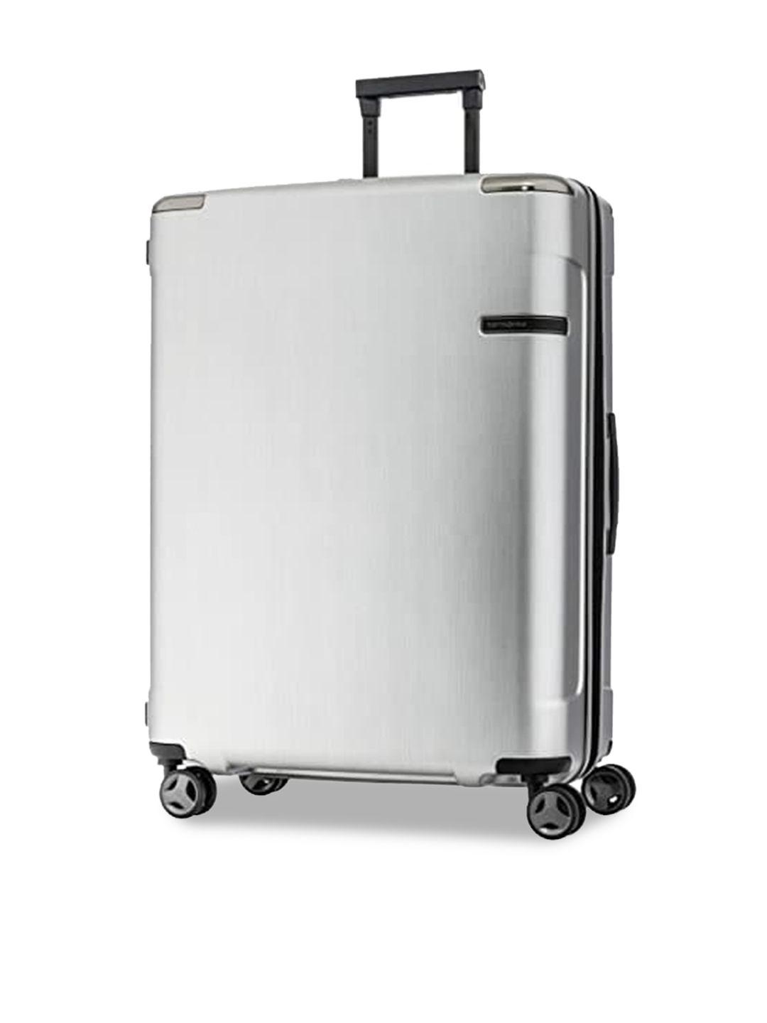 samsonite silver-colored solid hard sided large trolley suitcase