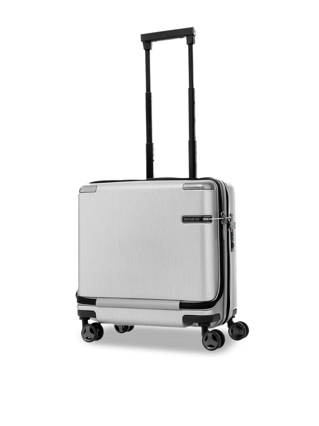 samsonite silver-toned textured hard-sided cabin trolley bag