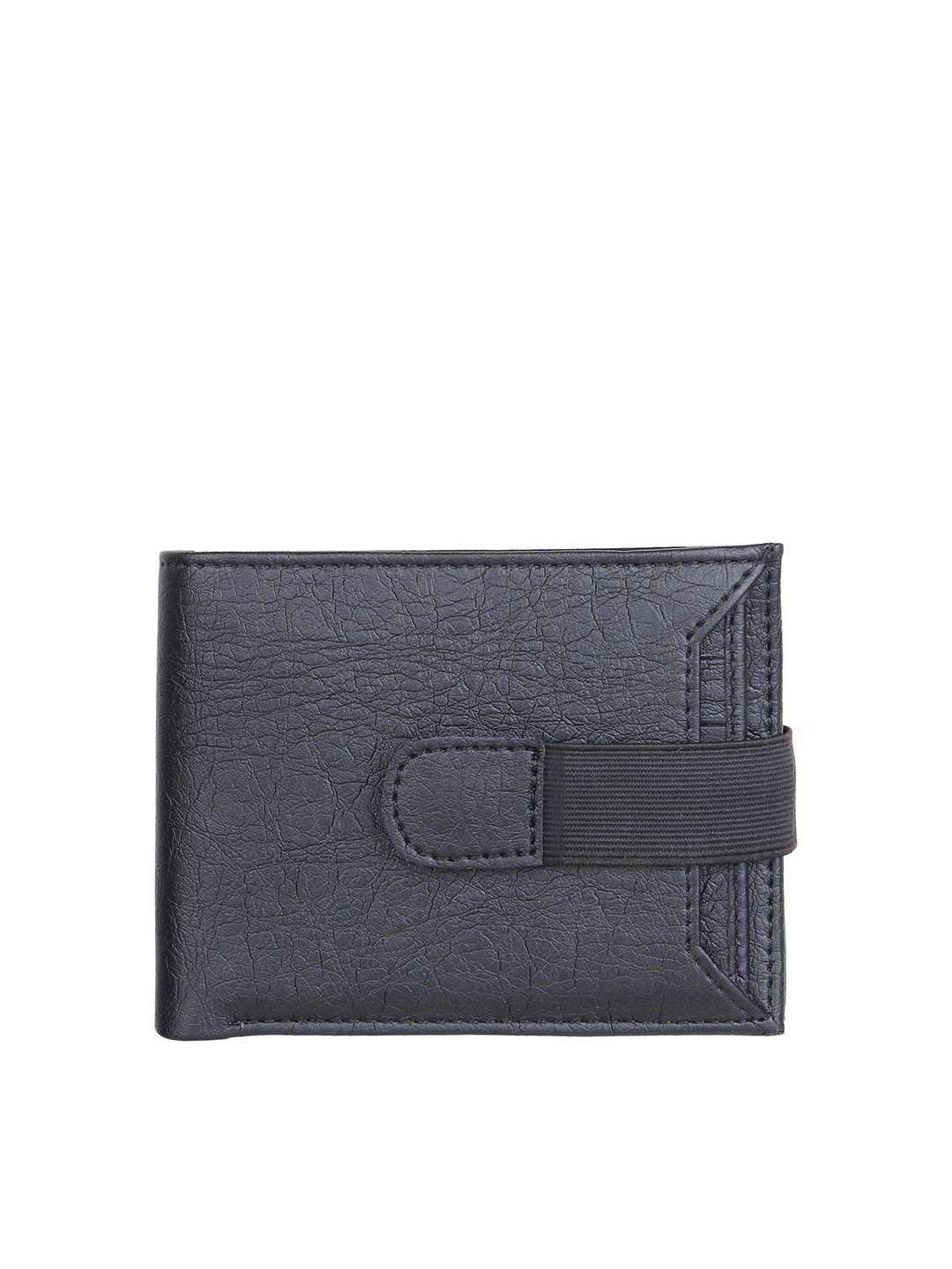 samtroh men black textured pu two fold wallet