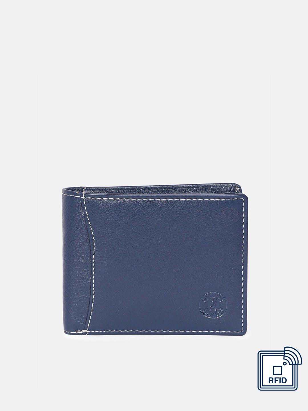samtroh men blue leather rfid protected two fold wallet