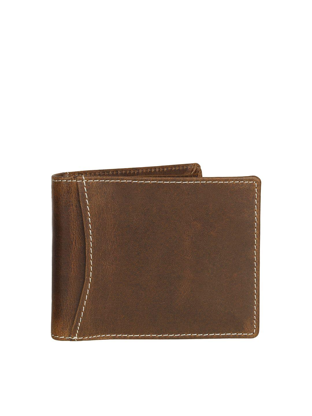 samtroh men brown leather two fold wallet