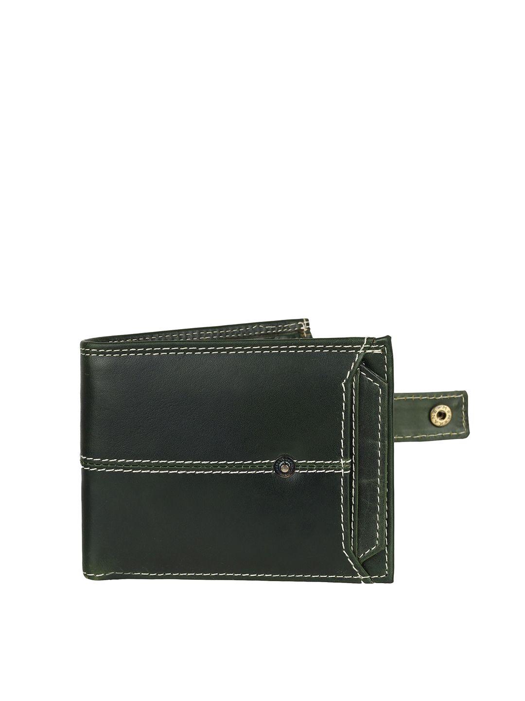 samtroh men green leather two fold wallet
