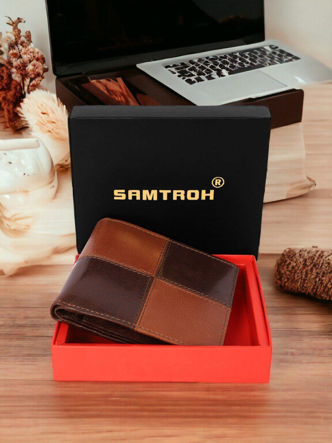 samtroh men leather two fold wallet