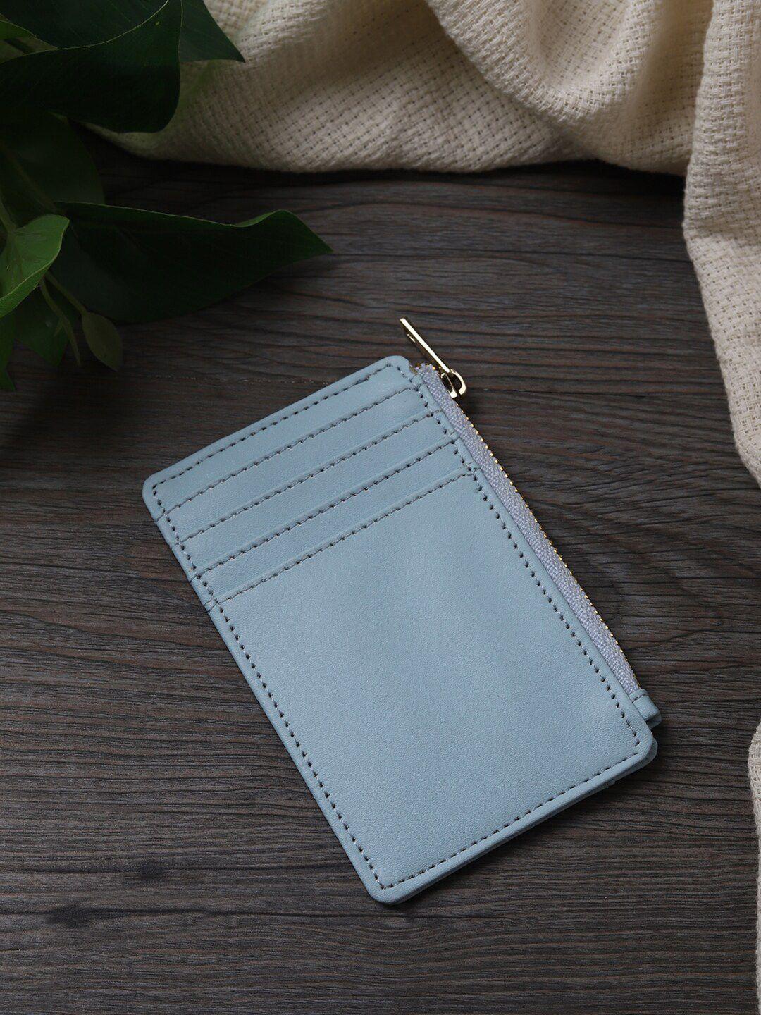 samtroh women blue zip detail pu card holder