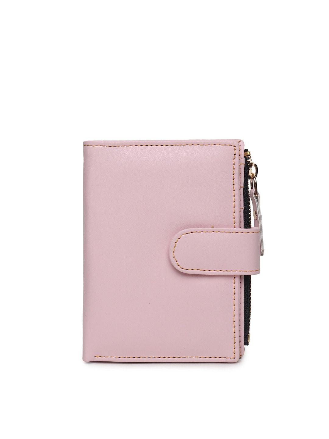 samtroh women pink zip detail pu two fold wallet