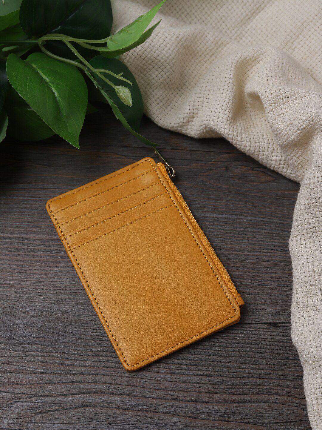 samtroh women yellow zip detail pu card holder