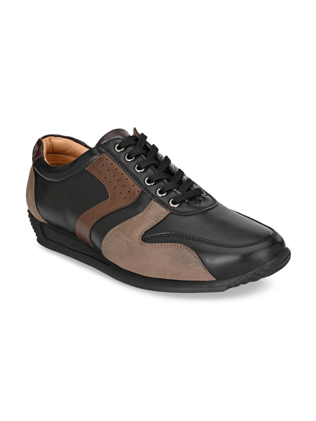 san-frissco-men-black-&-brown-colourblocked-sneakers
